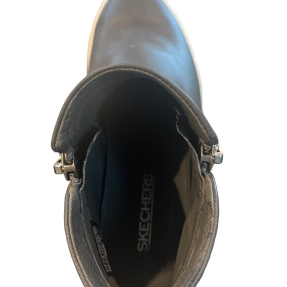 Womens Skechers Vaso Bota Leather Sneaker Bootie Size 7 Grey - Picture 7 of 7